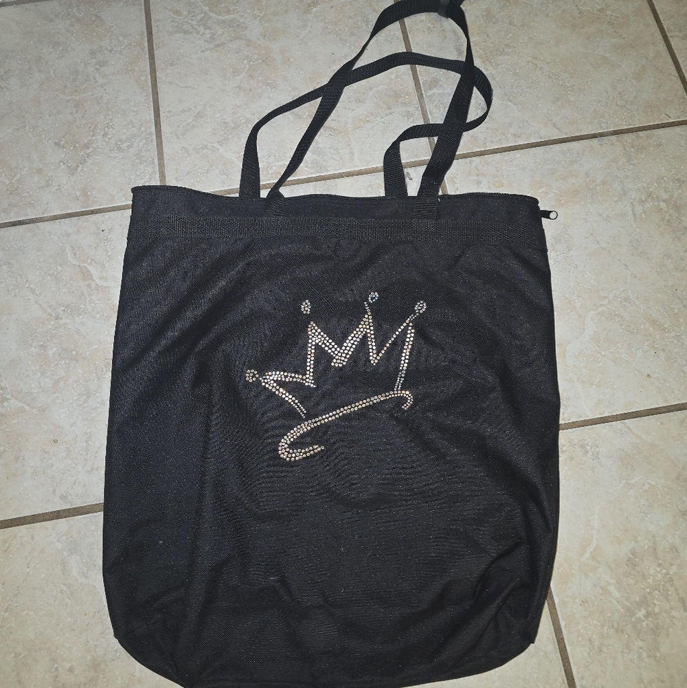 Black Tote Bag with Crown Design